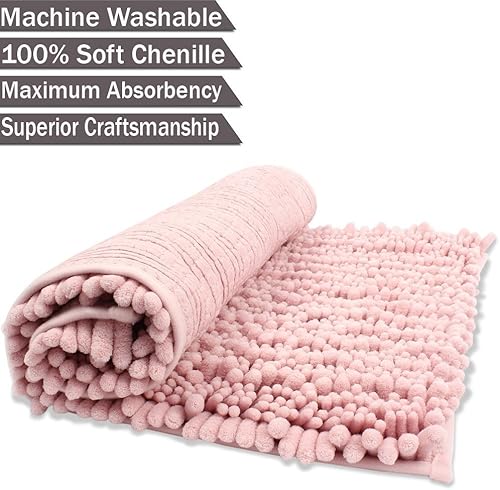 Miniatura 4 de HomDSim tapete para piso de baño de felpa absorbente, tela chenille, tapete suave para regadera, 30 x 20 pulgadas