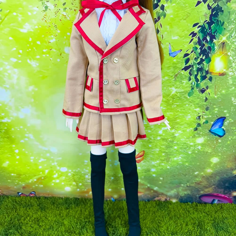 niannyyhouse 1/3 1/4 BJD vestiti per bambole kaki camicia bianca gonna plissettata calzini uniforme scolastica outfit accessori per bambole regalo per vestire (1/3BJD)