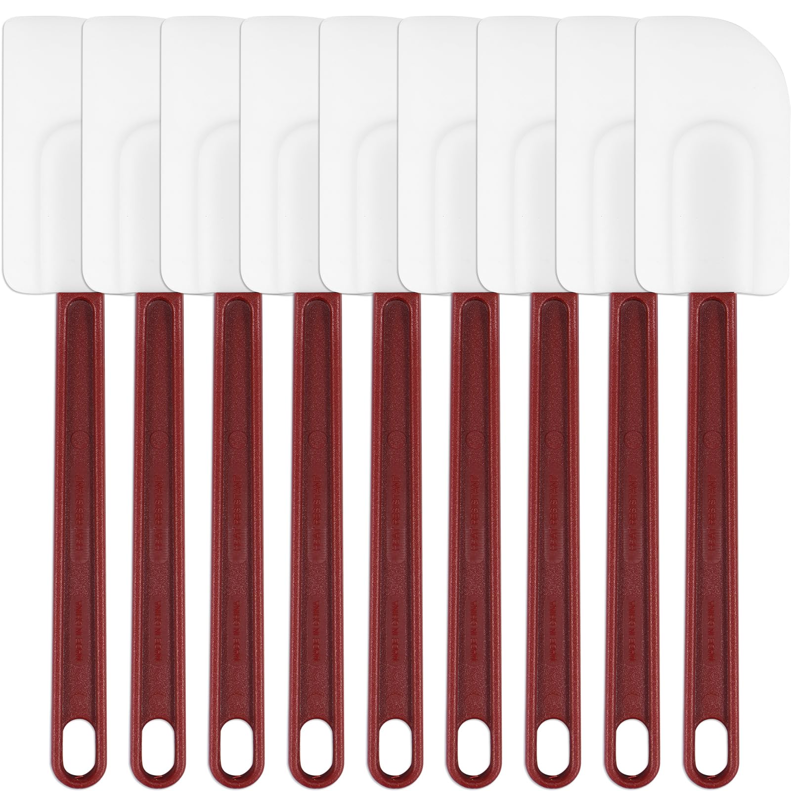 9 spatole in silicone, 25,4 cm, antiaderenti, in silicone, resistenti al calore, con manico lungo, spatole flessibili da cucina per cucinare, miscelare, lavabili in lavastoviglie
