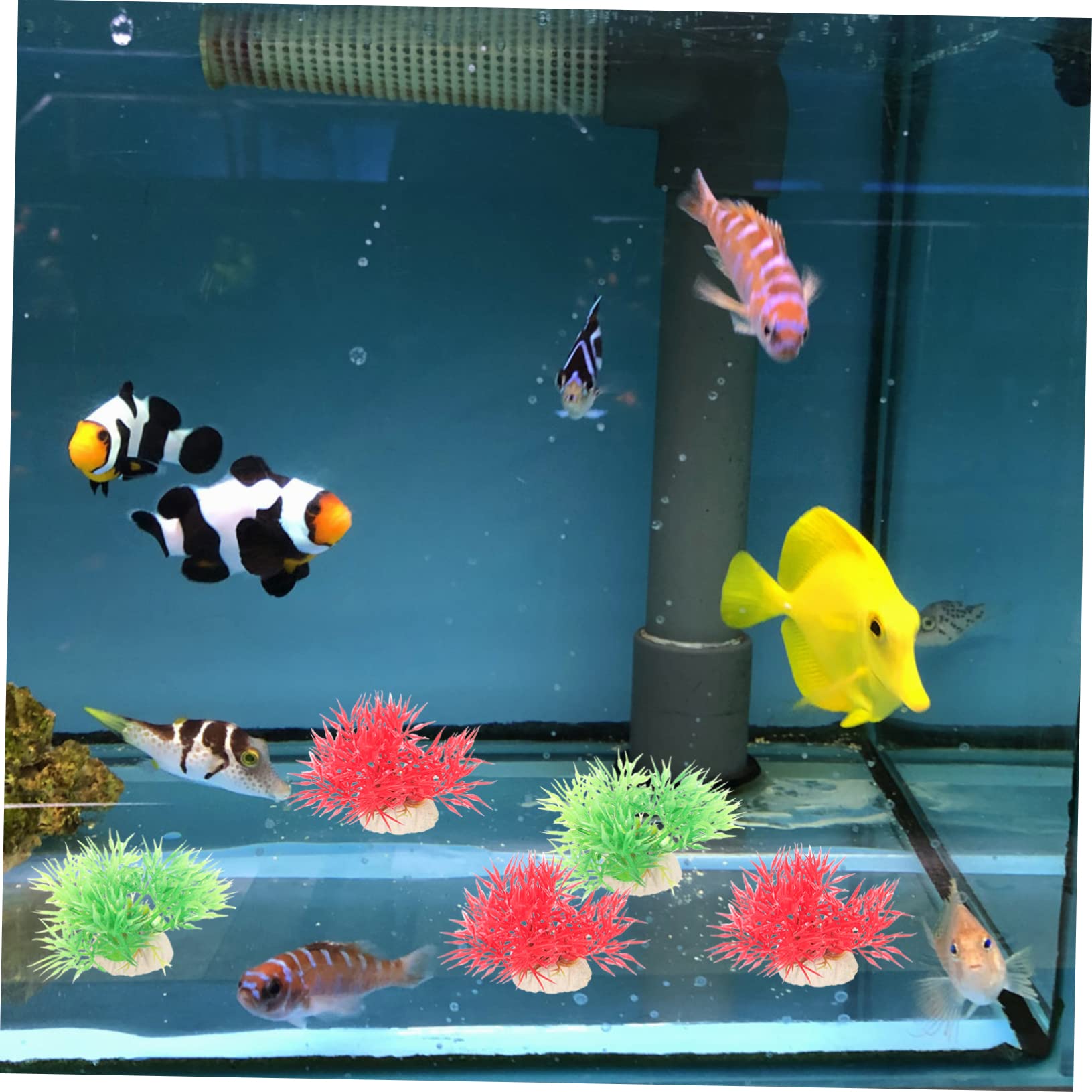 BESPORTBLE 4 Juegos Plantas De Agua De Plástico Simuladas Pequeña Hierba De Acuario Taza Plantas Acuáticas Fijas Cesta De Plantas De Estanque Accesorios De Acuario El Plastico 20 Piezas * 4