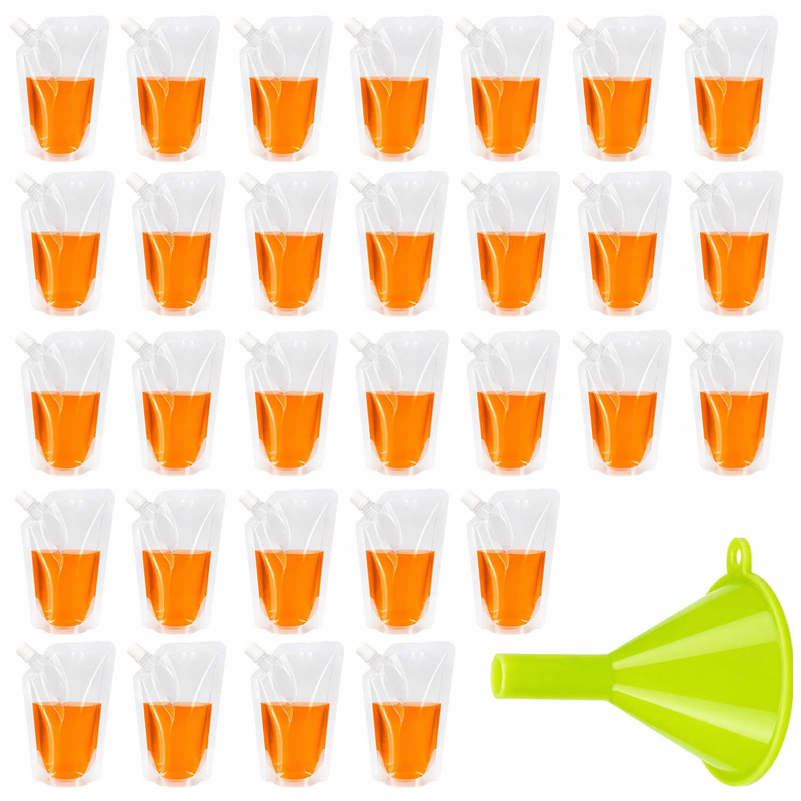30Pcs 250ml Drink Pouches with Funnel for Festivals and Outdoor Activities