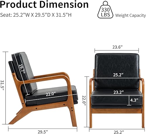 Miniatura 2 de WQSLHX Silla decorativa moderna Mid-Century de tela, sillón de lectura tapizado con marco de madera, cómodo sofá individual para sala de estar,