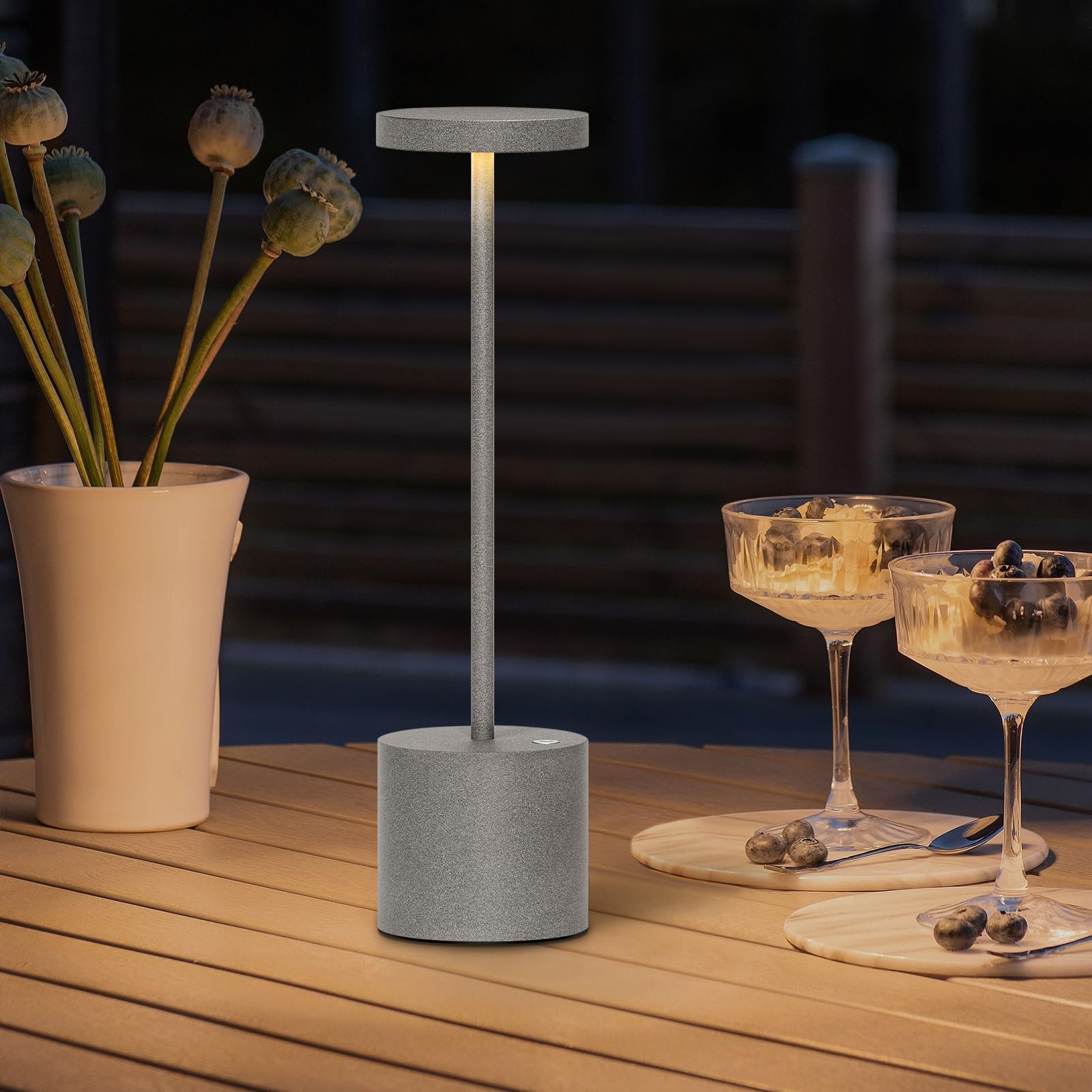 SAKRINGT Cordless Table Lamps Rechargeable,6000mAh Portable Battery Operated LED Table Light,3-Levels Stepless Dimmable Battery Powered Table Light for Restaurant Outdoor