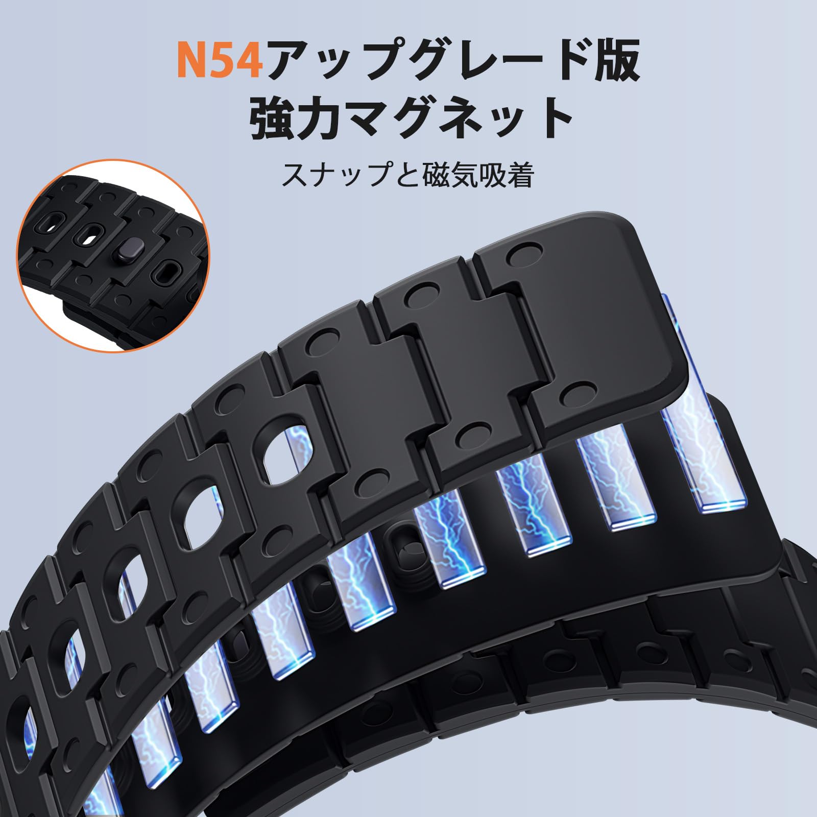 [Bandletic]ガーミン バンド-22mm マグネット式 シリコン バンド 軽量 通気 2色デザイ Fenix 8 47mm/8 Pro/7/Forerunner 970/965/955/945 Approach S70 47mm/S62/S60/Instinct 3 45mm/2/Quatix 8/7/6/5/Epix Pro 2など対応 - 5