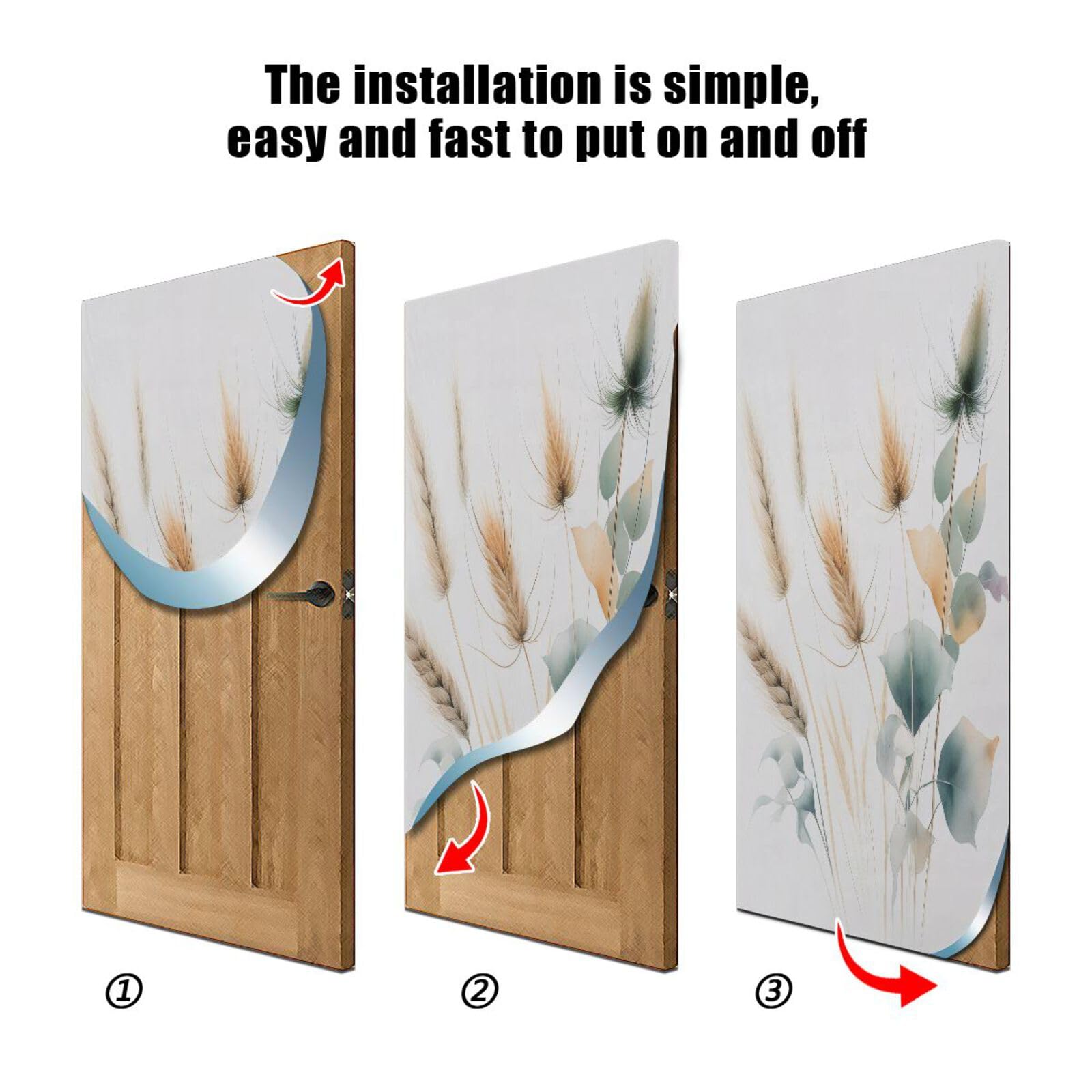 FLildon Simple Wheat Door Cover Decoration, Party Accessory Porch Decor for Festive Ornament Room Door Covers 36 x 98 Inch