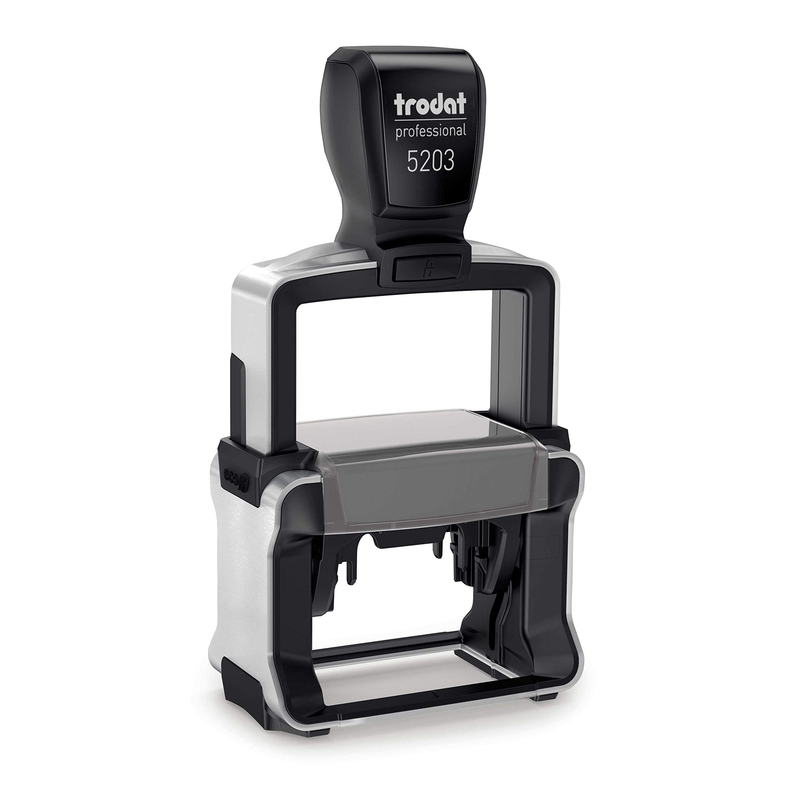 Timbro Trodat Professional 5203-49 x 28 mm – Timbro a 6 righe, timbro in metallo in acciaio inox, di alta qualità, fai da te online ! 49x28 Nero