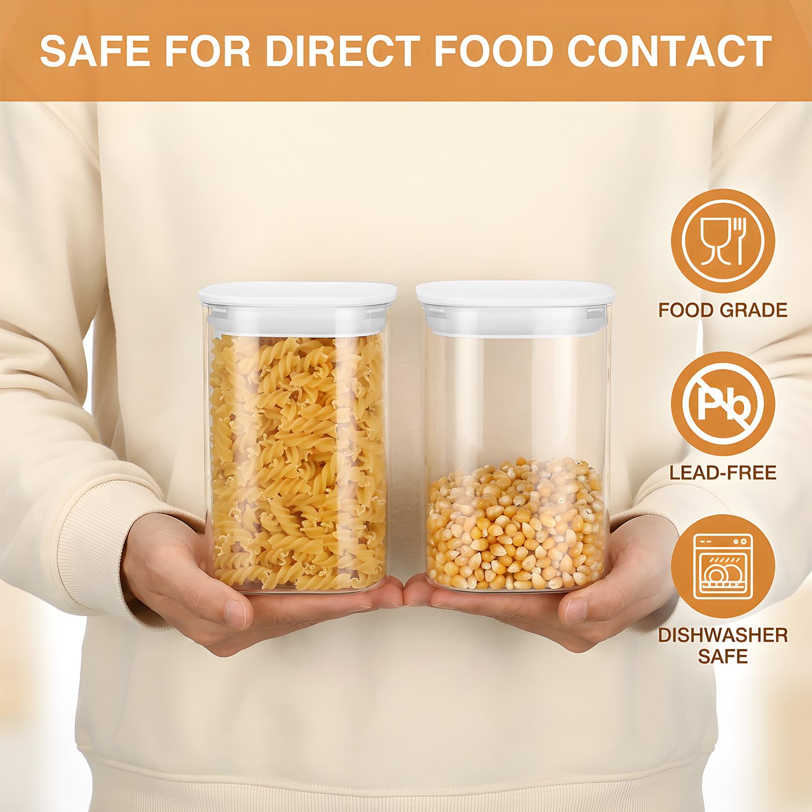Cozary Tarros de Cristal con Tapa Hermética 4 pcs 1100ML, Botes de Cristal sin BPA, Frascos de Vidrio Aptos Lavavajillas, Botes Cocina Almacenaje para Pasta, Café, Arroz