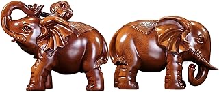 Wooden Elephant Figurine, Elephant Figure, 1 Pair Home Accessory Decorative Sculpture for Table Desk