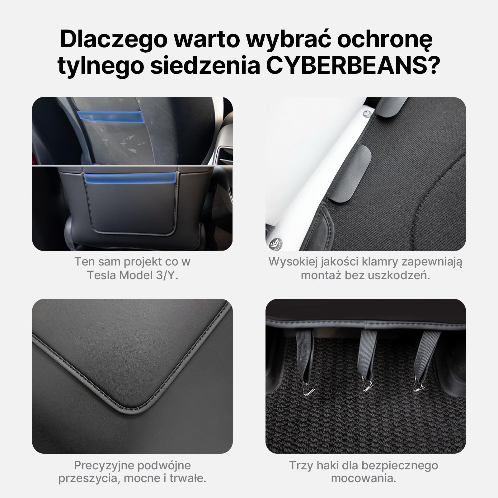 2 szt. do Tesla Model 3/Y 2017-2026 Juniper/Highland (nie dla standardowych), skórzane ochraniacze na oparcie siedzenia, akcesoria, maty dla dzieci, wodoodporne pokrowce dla zwierząt