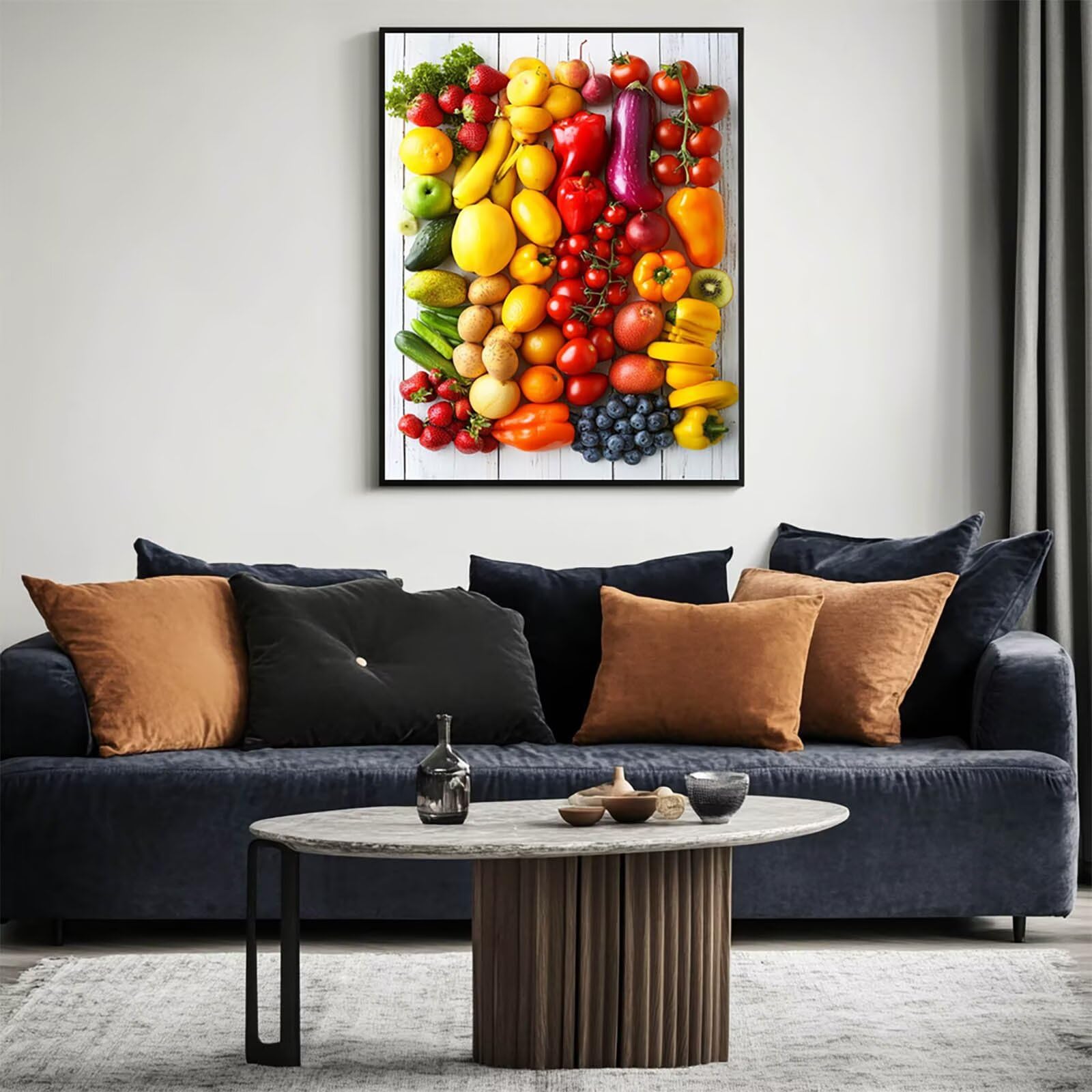 Farba warzywna po numerach dla dorosłych malowanie żywności według numerów dla dorosłych, materiały plastyczne z kolorowym płótnem do malowania 100 x 137 cm, 36 kolorów farby akrylowej i pędzla