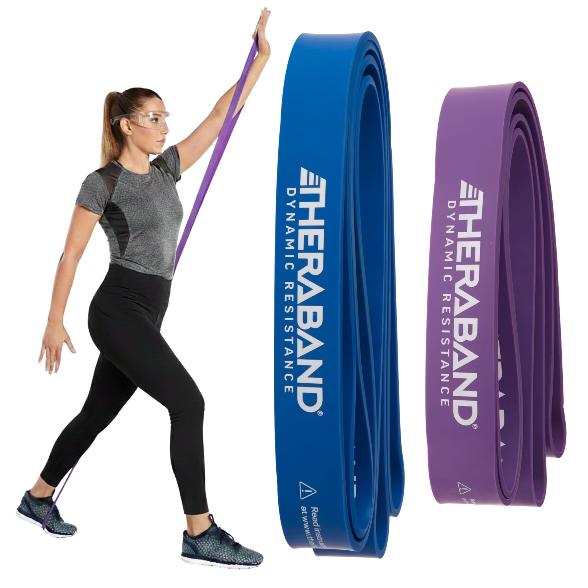 High Resistance Bands, Set of 2 Elastic Super Bands for Improving Flexibility, Injury Rehab, & Full Body Workouts, Stretch Bands for Lifting, 1 Light & 1 Medium Band, Multi