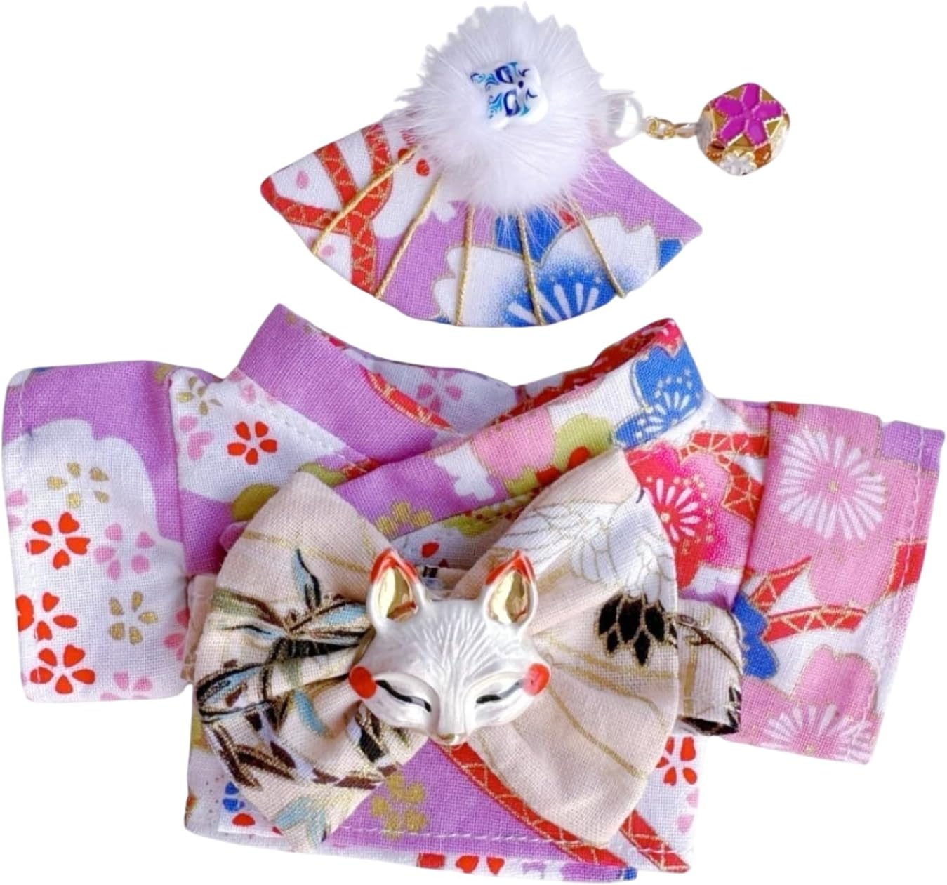 3Pcs Doll Clothes Sets for Dolls 15cm/17cm, Handmade Kimono Outfit - Pink image 5
