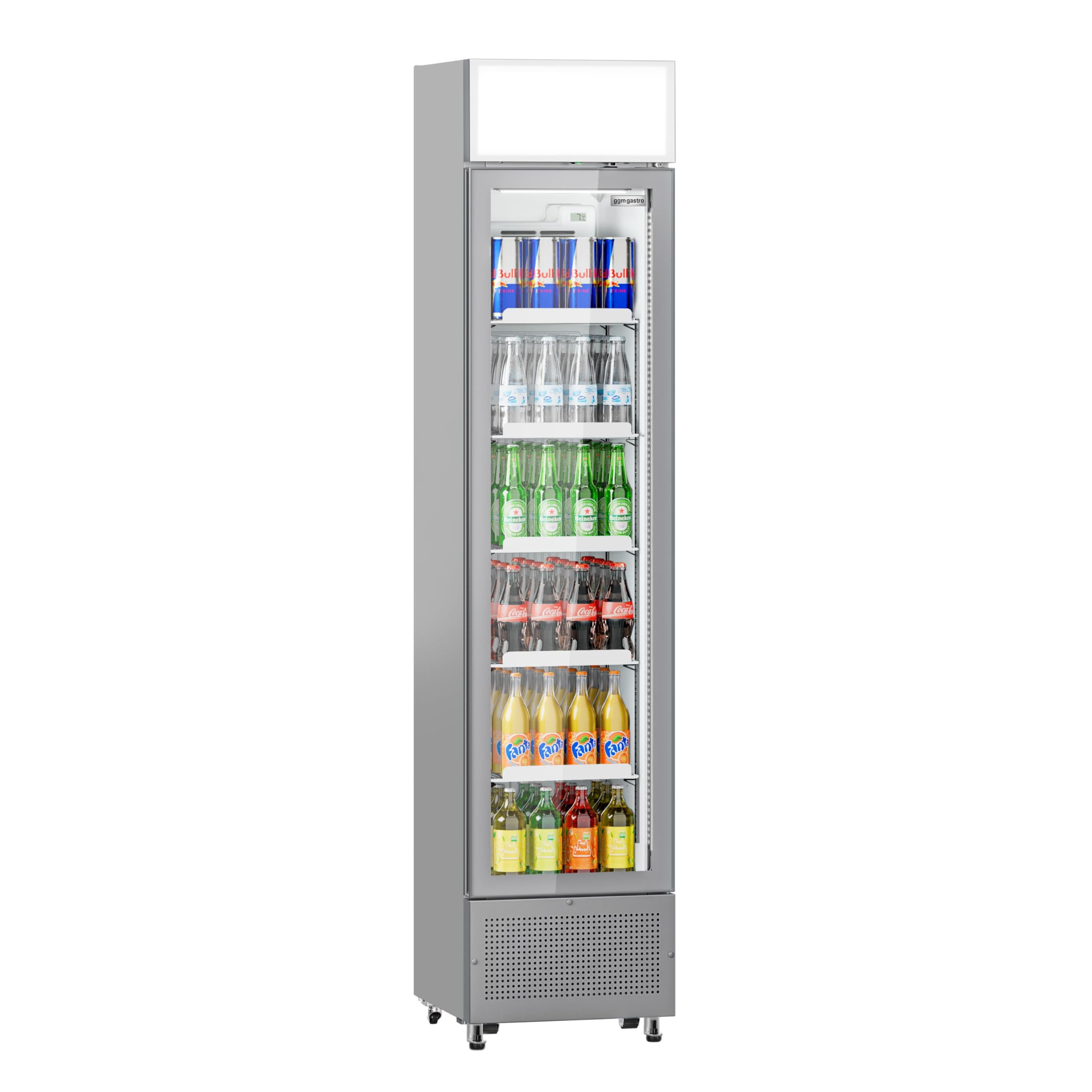 GGM Gastro | GK175UG | Getränkekühlschrank - 145 Liter - rahmenloses Design - mit 1 Glastür & Werbedisplay