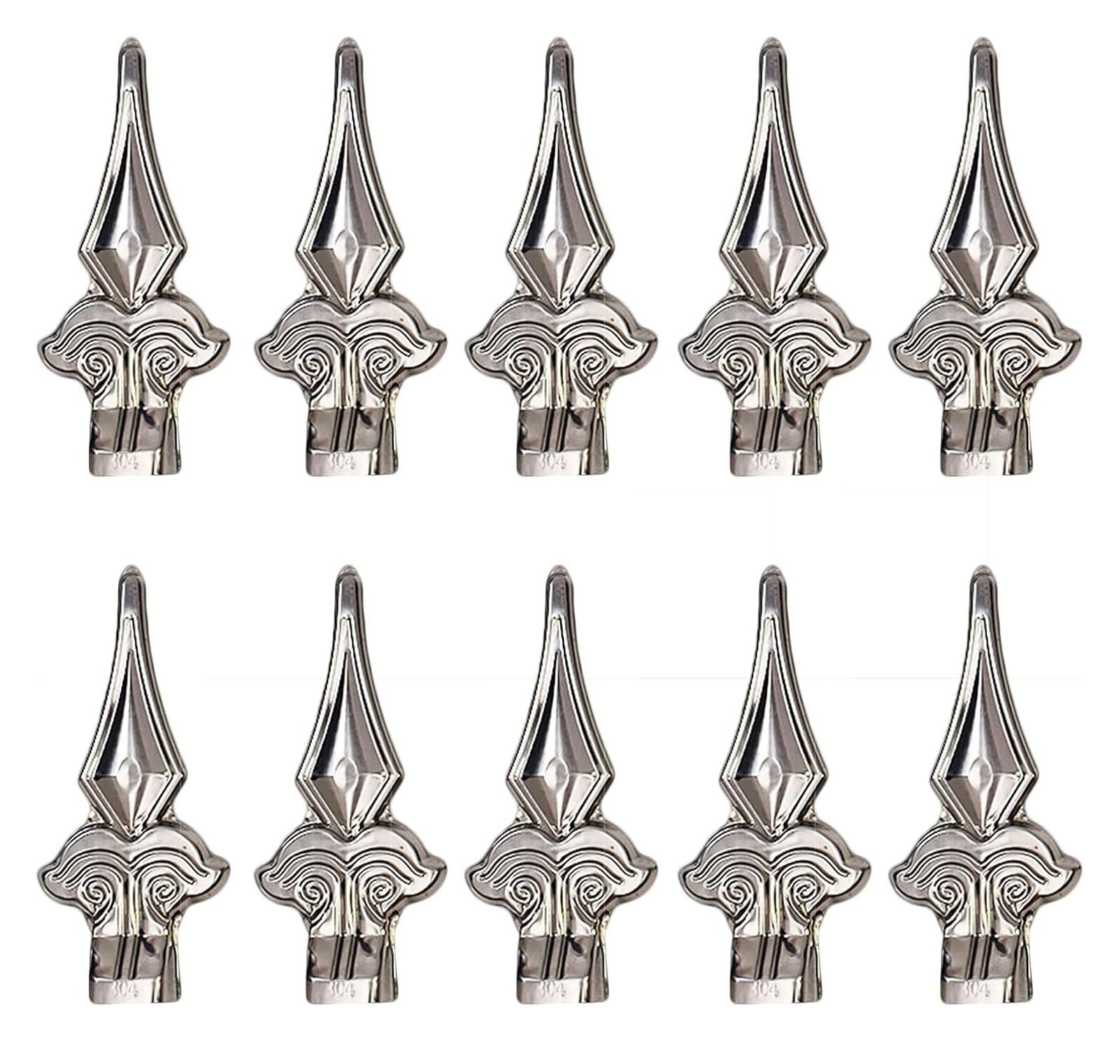 Endkappe for Außenpfosten/-rohre, Edelstahl 304, Geländerdekoration im Vintage-Muster, 10 Stück, Silber(19x19mm)