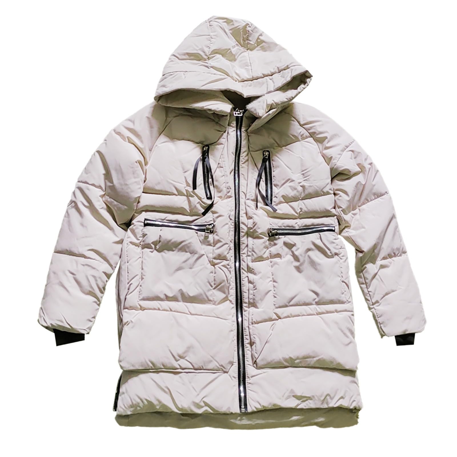 Generisch Chaqueta de plumas para mujer, invierno, chaqueta acolchada para mujer, ligera, tallas grandes, chaqueta con capucha, chaqueta de entretiempo forrada de felpa con cordón, abrigo acolchado de