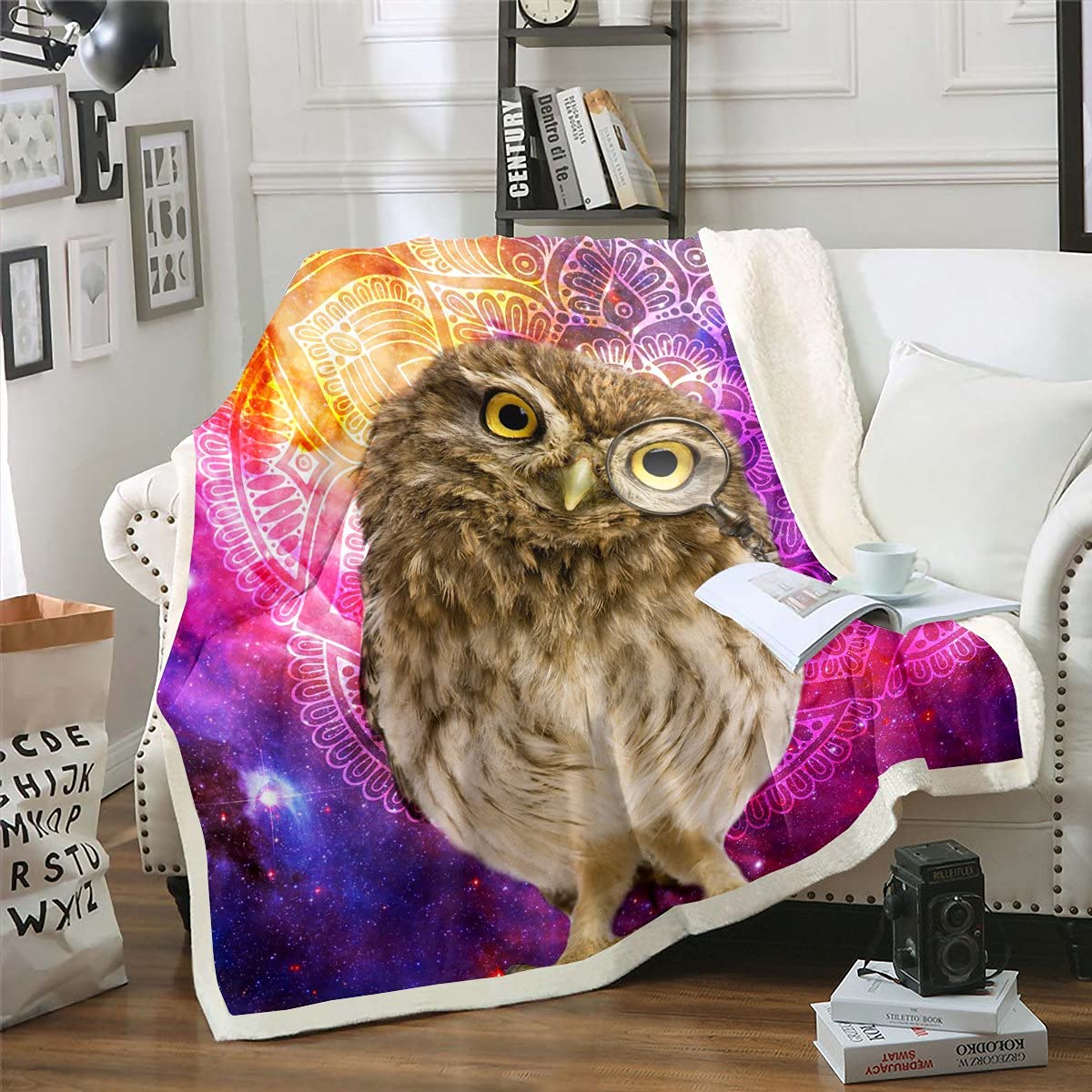 Amazon.com: Yellow Owl Blanket Throw 50x60 Animal Theme Sherpa Blanket Sofa  Bed Living Room Purple Pattern Flannel Blanket Soft Plush Throw Kids Boys  Girls Throw : Home u0026 Kitchen
