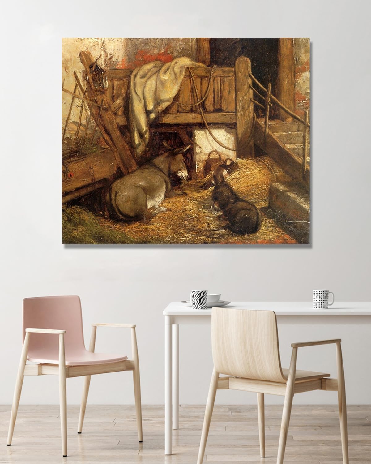 John Constable Sztuka ścienna, (Osły w stajni), plakat słynnych obrazów, romantyzm retro obraz wydruki dekoracja ścienna. 30 x 36 cm - 11,8 x 14,2 cala tylko płótno