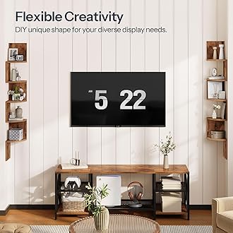 HOOBRO Corner Shelf Wall-Mounted, Set of 2 Floating Corner Shelves for Wall, 5-Tier Corner Bookshelves for Living Room, Bedroom, Bathroom, Home Office, Rustic Brown BF26BJP201