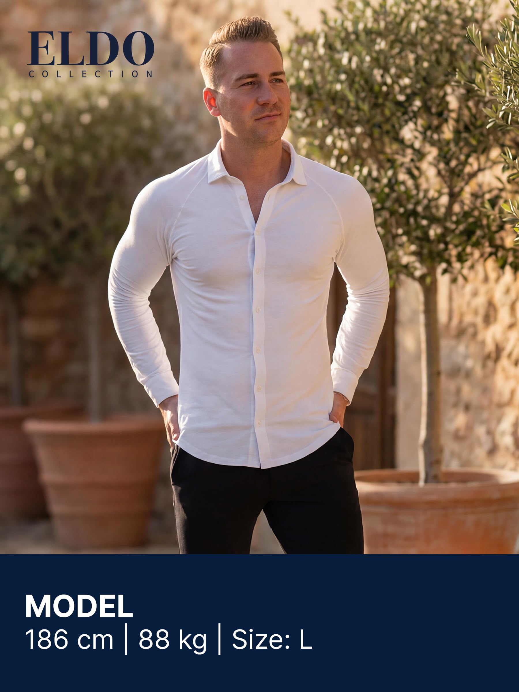 Herren Slim Fit Stretch Jersey-Hemd | Luxuriöse Supima®-Baumwolle | Soft Touch | Bügelfrei | Atmungsaktiv | Für Business & Freizeit
