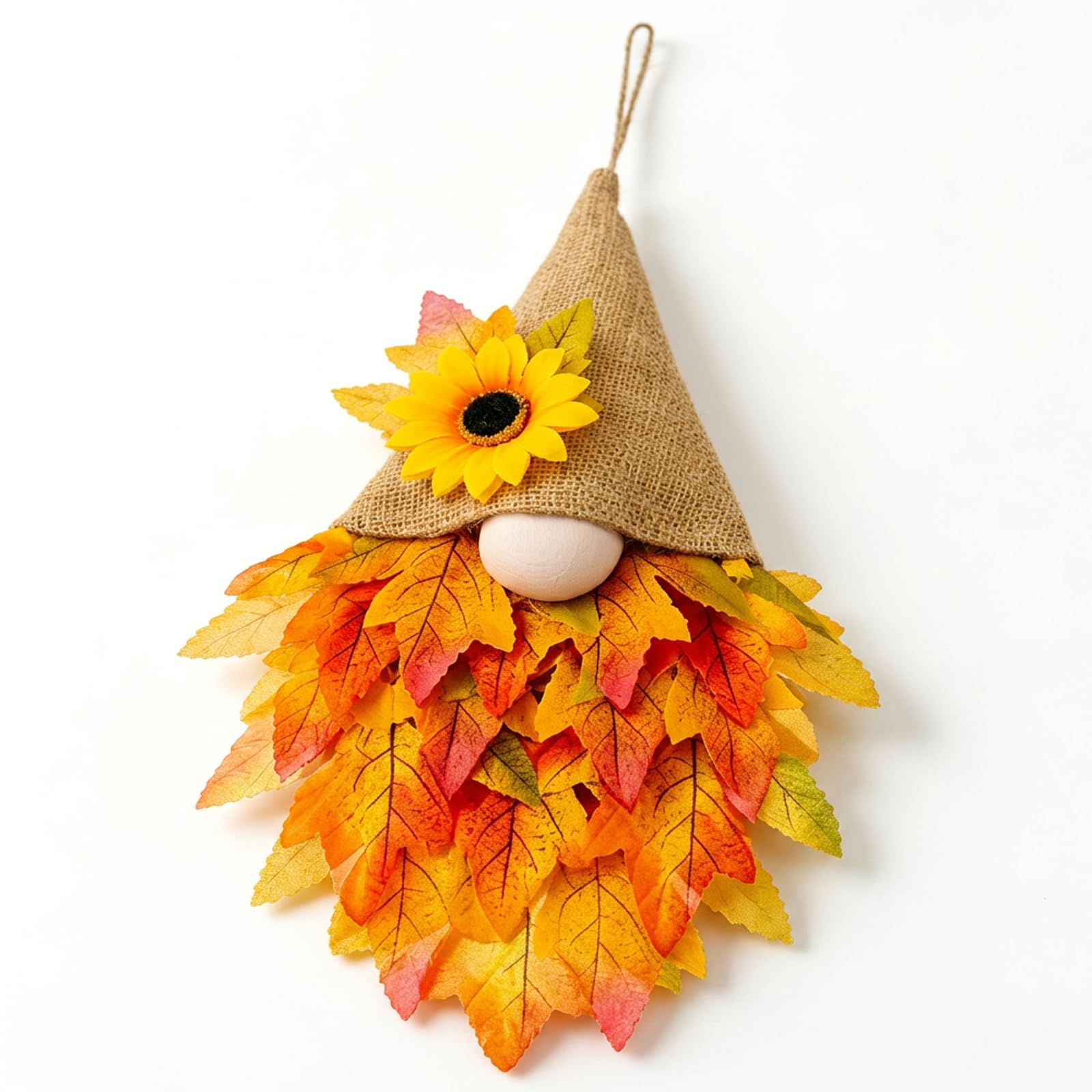 Autumn Wreaths for Front Door, Seasonal Harvest Decorations with Fall Wreath Gnome, Ideal for Farmhouse Style Homes and Indoor Outdoor Autumn Decor, Measuring 37x21cm