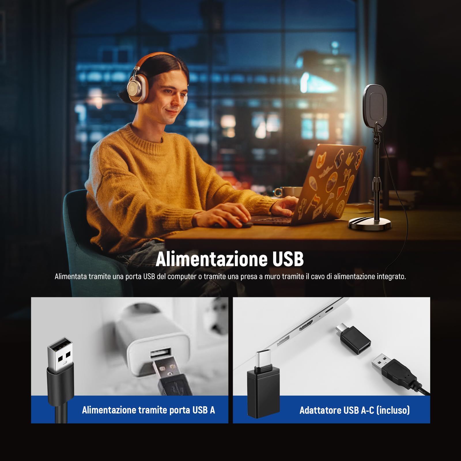 NEEWER BASICS 5" Luce Scrivania per Videochiamate, LED Ring Light a Schermo Intero con Stand, CRI95 10W Bicolore Edge Lit lluminazione Conferenze Zoom Streaming Computer Laptop Webcam Telefono, NL10