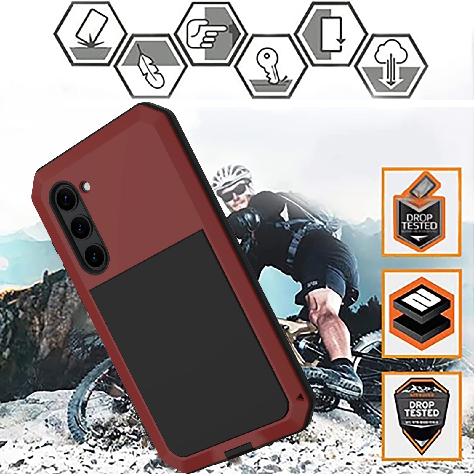 Funda para Samsung Galaxy S23, [Anti-Polvo & Anti-Arañazos] Heavy Duty Metal Bumper Antichoque Case