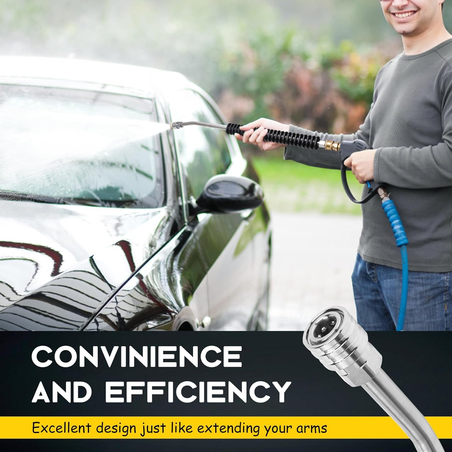 Pressure Washer Wand for Car Wash, Power Washer Extension Wand Replacement, 1/4" Quick Connect Plug, Pressure Washer Accessories and Attachments