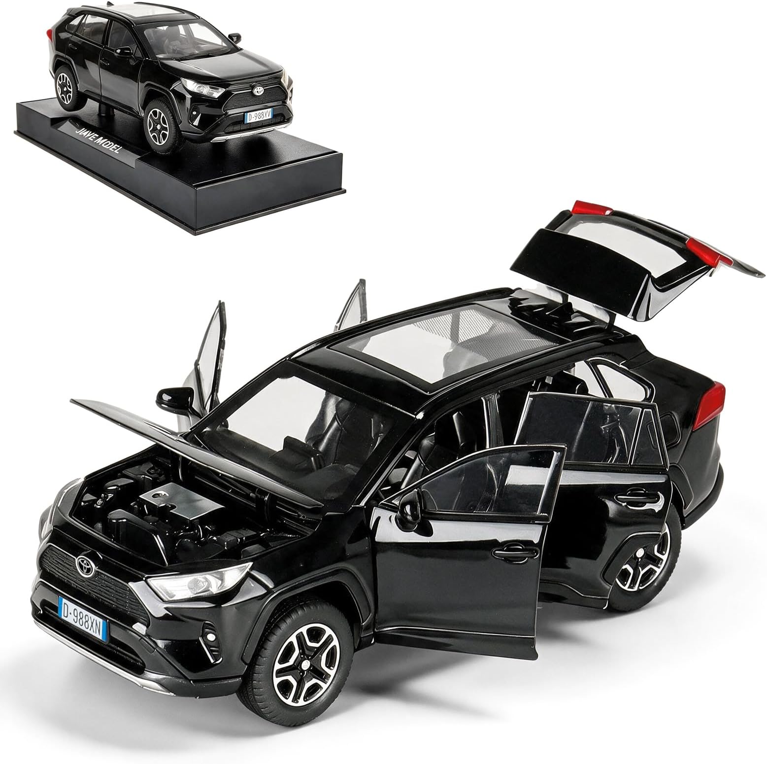 Model Car 1/32 Alloy Diecast Collectible Toy Car with Light and Sound Toy Vehicle Door Can Be Opened for Boys Kids Toddler Gift (Black)