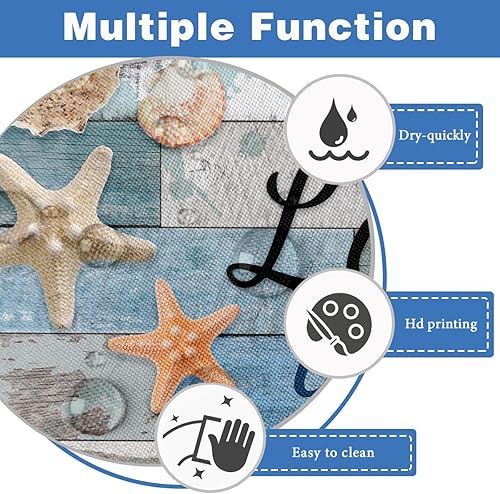 Miniatura 3 de AAtter Cortina de ducha de playa estándar náutica, azul costero, aguamarina, decorativa de verano, conchas tropicales, hawaianas, estrellas de mar,