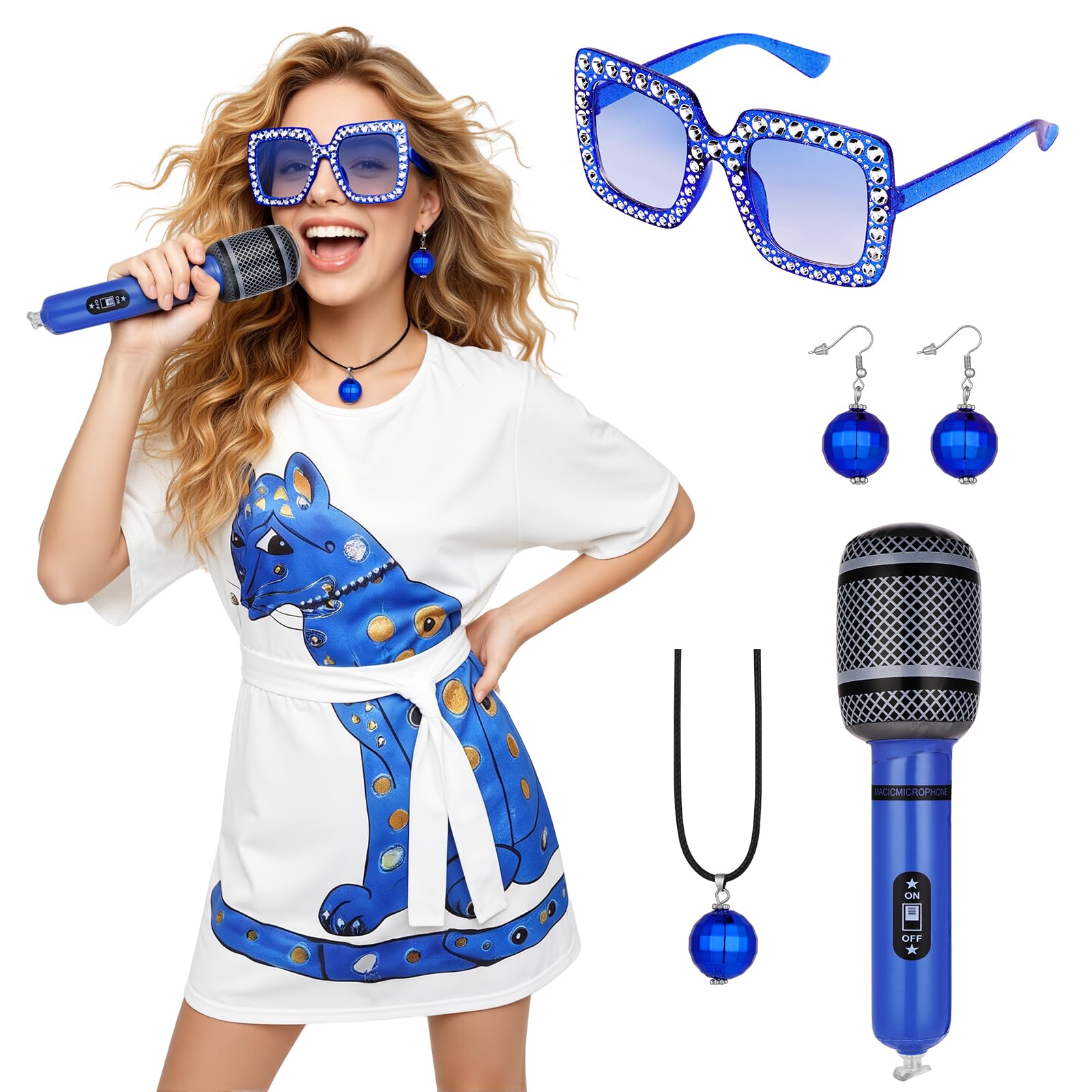 DiULi 6Pcs Women 70s Abba Disco Fancy Dress Costume for Retro Theme Party