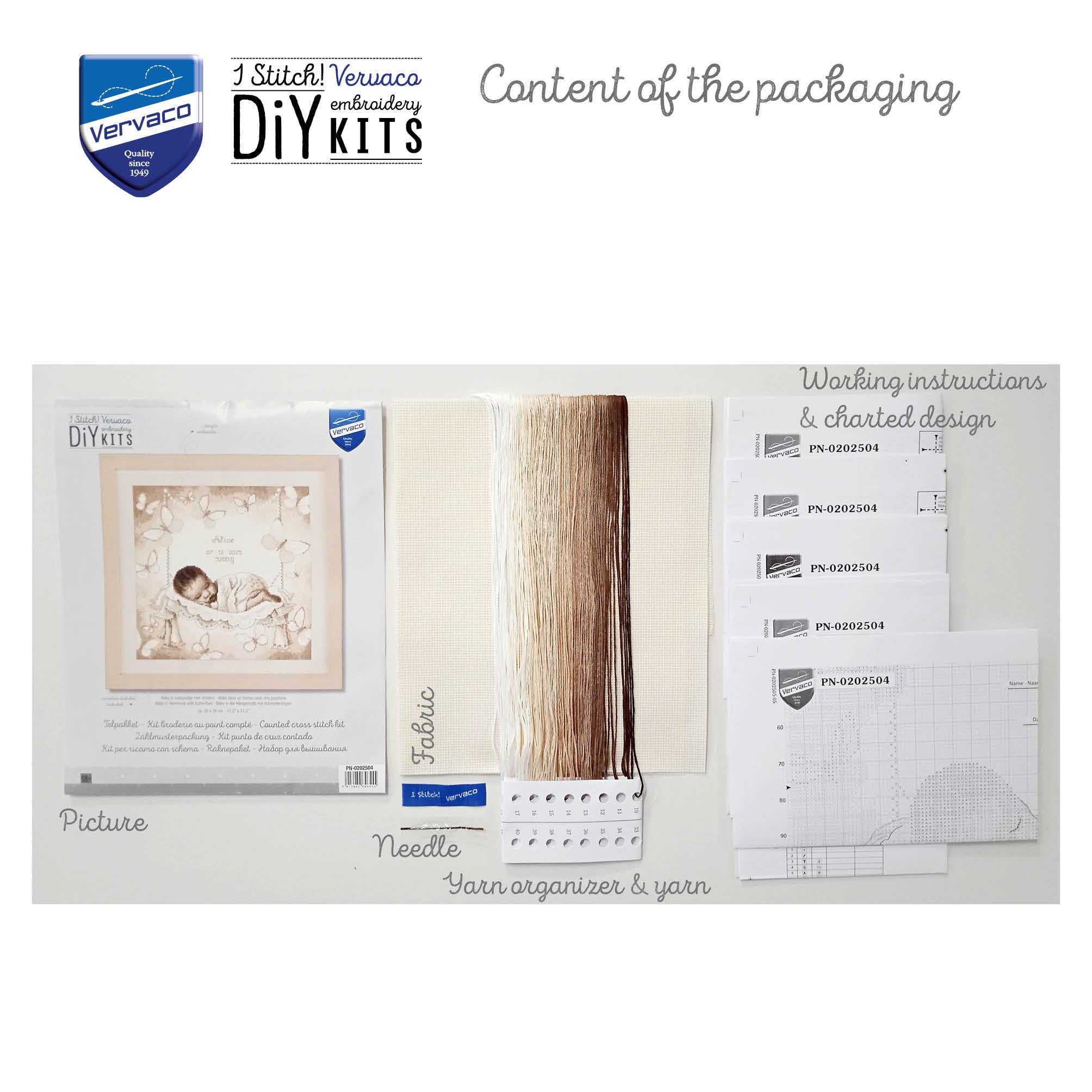 Point De Croix Naissance Vervaco Point De Croix Compté Kit DIY Cadeau Bebe Naissance Personnalisé BÉBÉ Tableau Complet Kit De Broderie Loisir Créatif Maison Décoration Ca. 25 X 24 Cm Cross Stitch