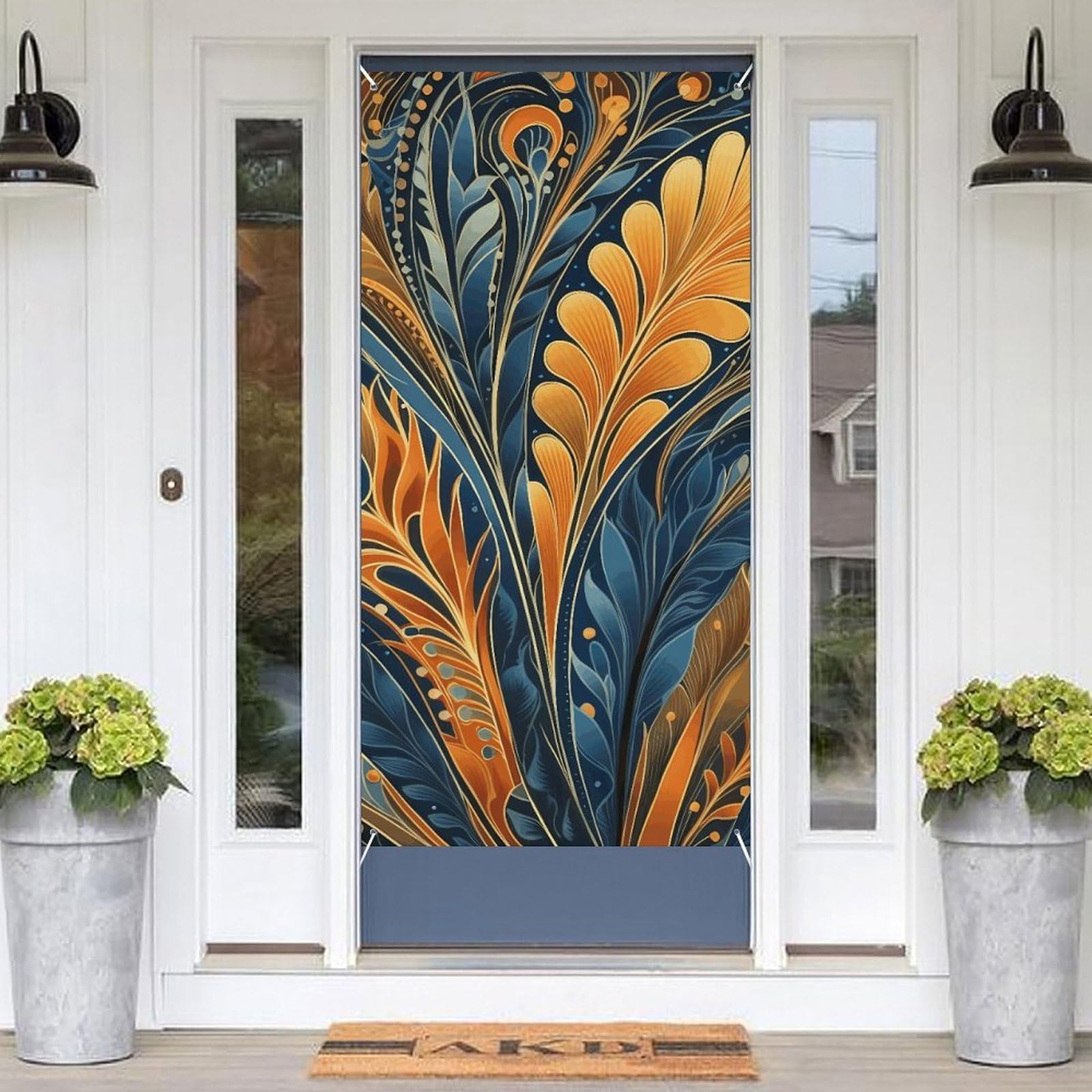 KLOPH Door Cover Decoration Welcome Door Banner Porch Sign Photo Background Door Curtains for Doorway Privacy Window Curtain Leaf Shape Door Porch Cover Indoor Outdoor Decor 70.9x35.4in