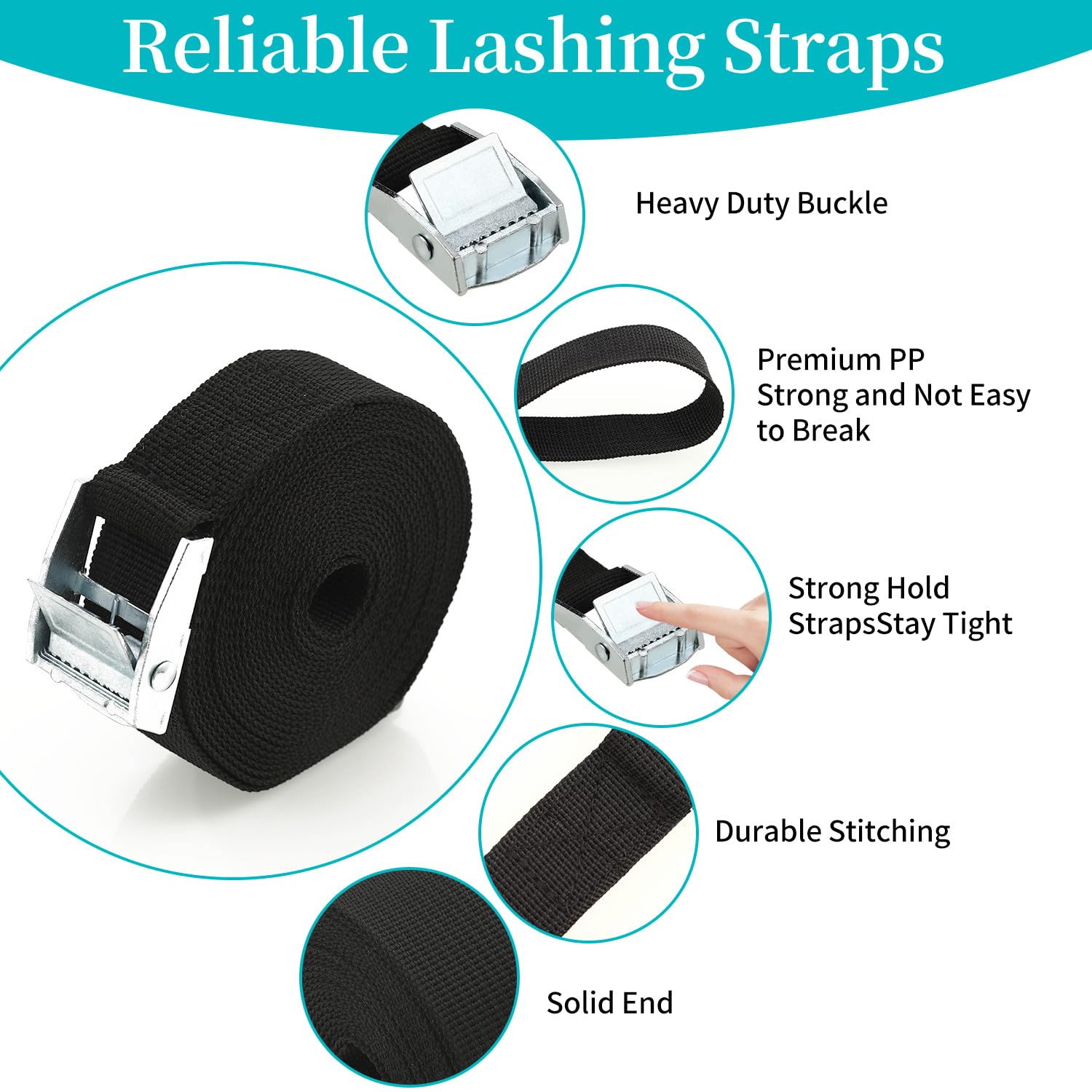 10 Cinghie Di Fissaggio A Cricchetto 25mm X 2m - Per Motocicli, Furgoni E Carichi - Foto 7