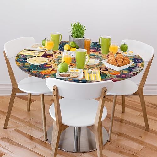 Vista 98 de Cardinal Bird - Mantel redondo ajustable con borde elástico de 36 a 42 pulgadas, mantel redondo elástico, impermeable, lavable, mantel circular