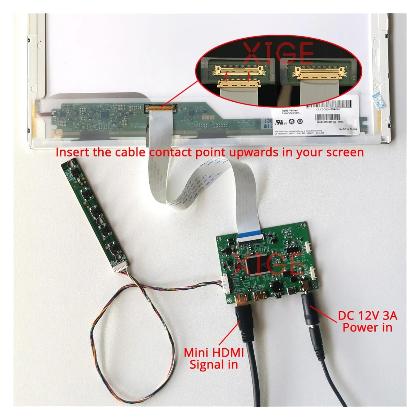 For N156HME N156HMA N156HRA LP156WFG 1920 * 1080 15,6 "2Mini-HDMI Monitor EDP 40 Pin 2K Kit De Placa Controladora De Unidad Accesorios(N156HMA-EA1)