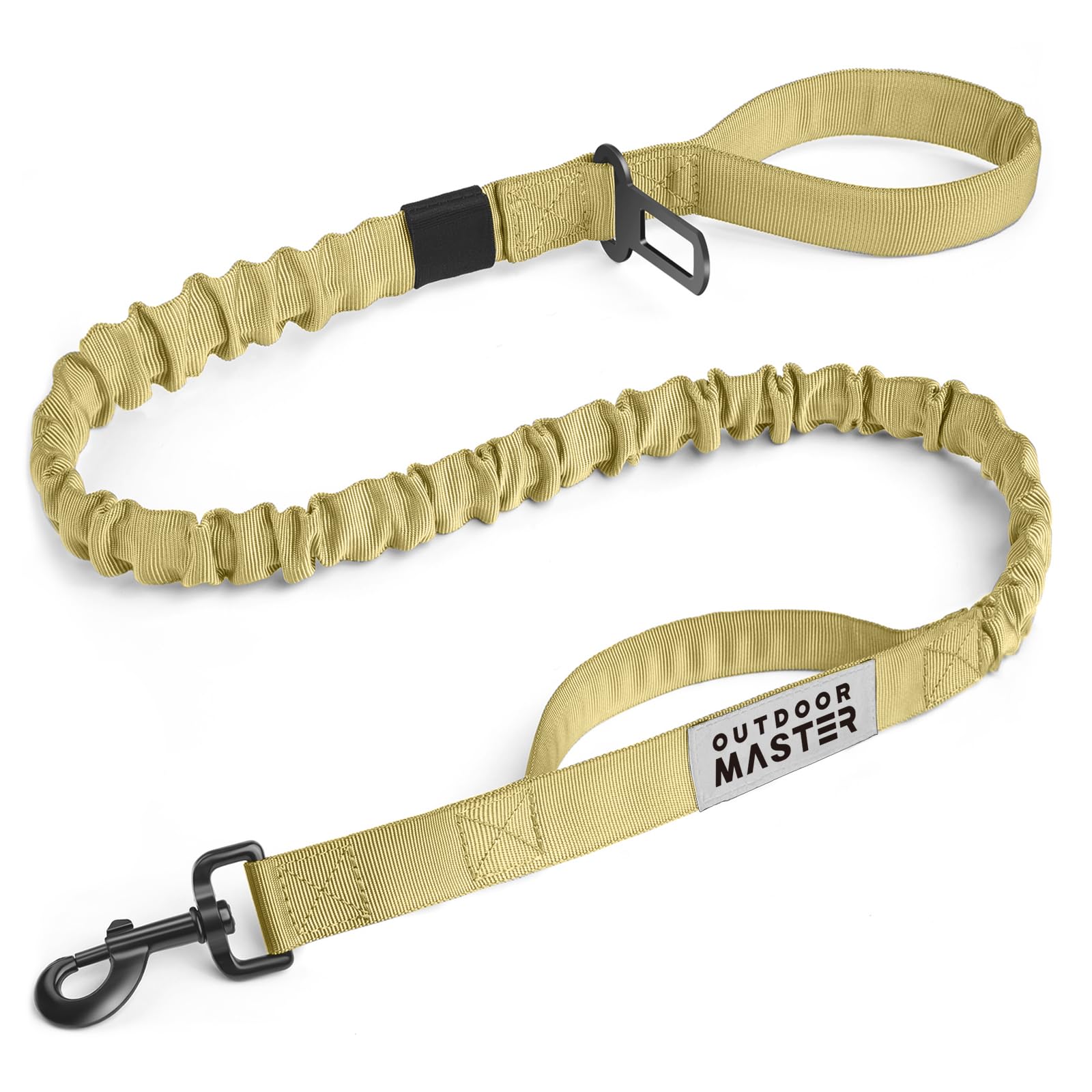 OutdoorMaster Bungee Dog Leash, Improved Dog Safety & Comfort - Khaki Upgraded, MAX:4.76 FT