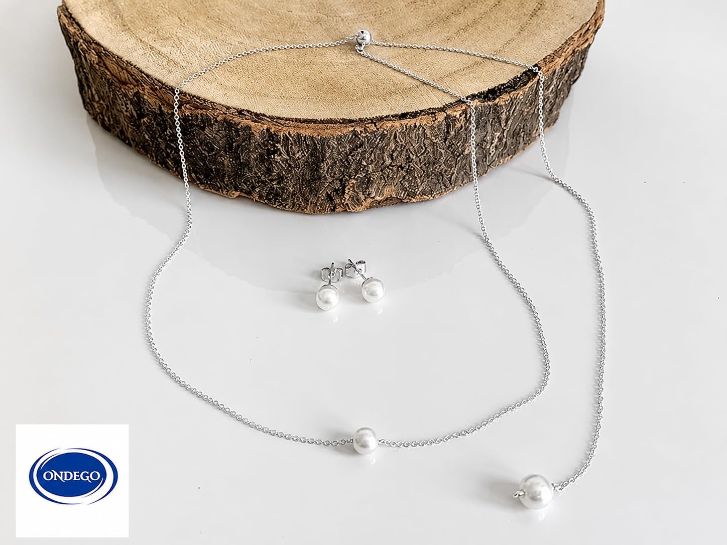 2 en 1 - Collar para novia de plata con perlas, collar para vestidos de novia sin espalda con cadena ajustable en la espalda y pendientes de perlas, juego de joyas para boda, oficina de