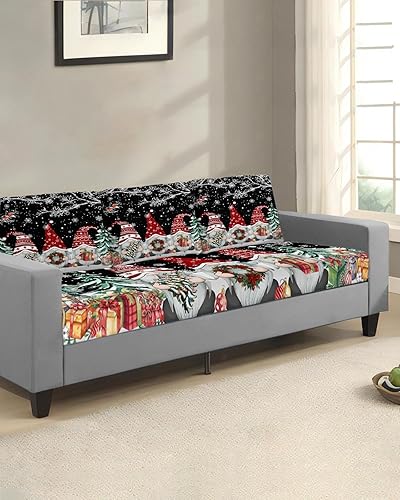 Miniatura 2 de Fundas de cojín elásticas negras para sofá de Navidad, seccionalindividualLT, funda protectora para muebles con parte inferior elástica, gnomos de
