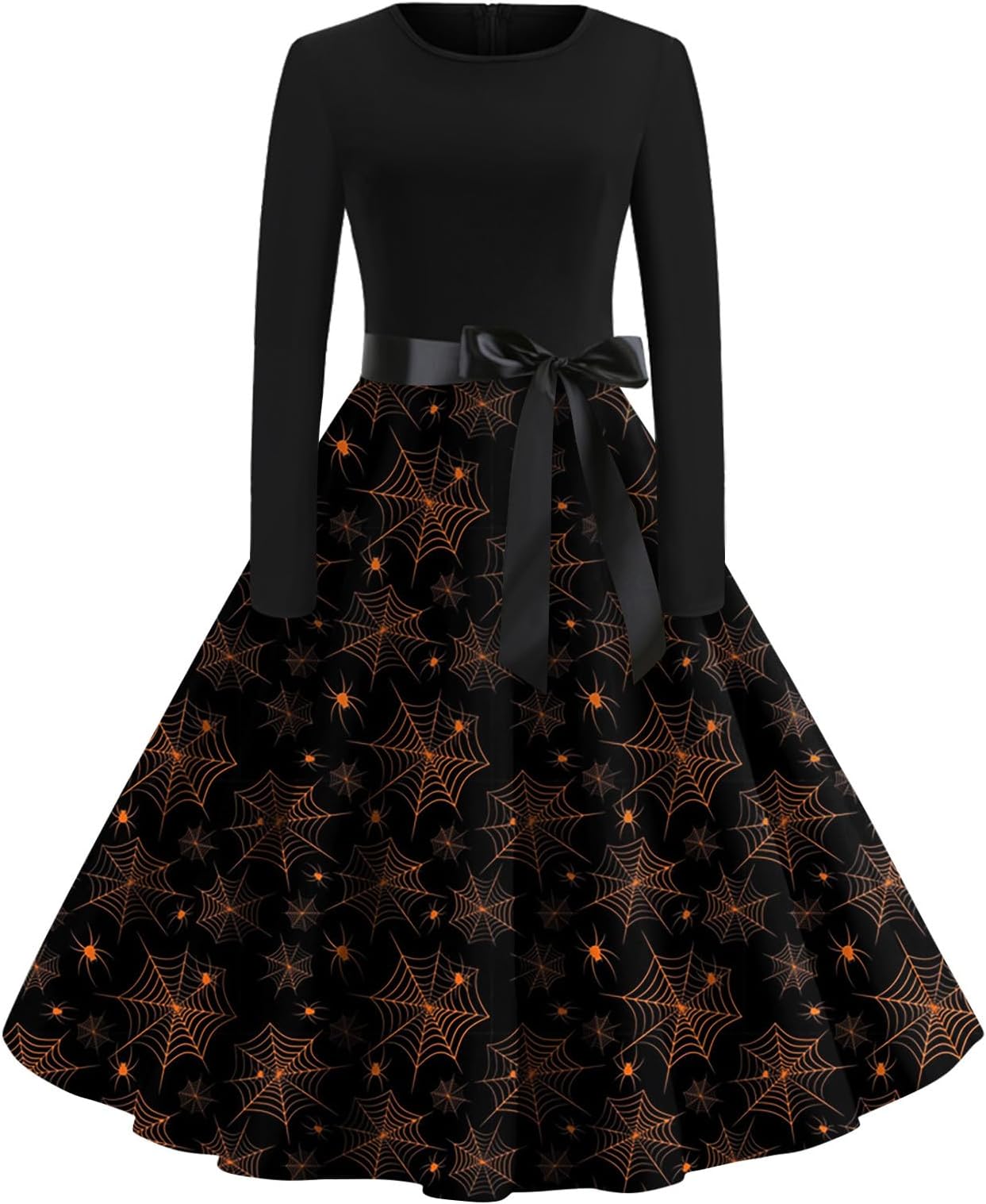 Halloween Gothic Costume Women Flare Long Sleeve Renaissance Dress Ladies Tie Front Dress Dress Plus Size Midi Dress Cosplay Dress