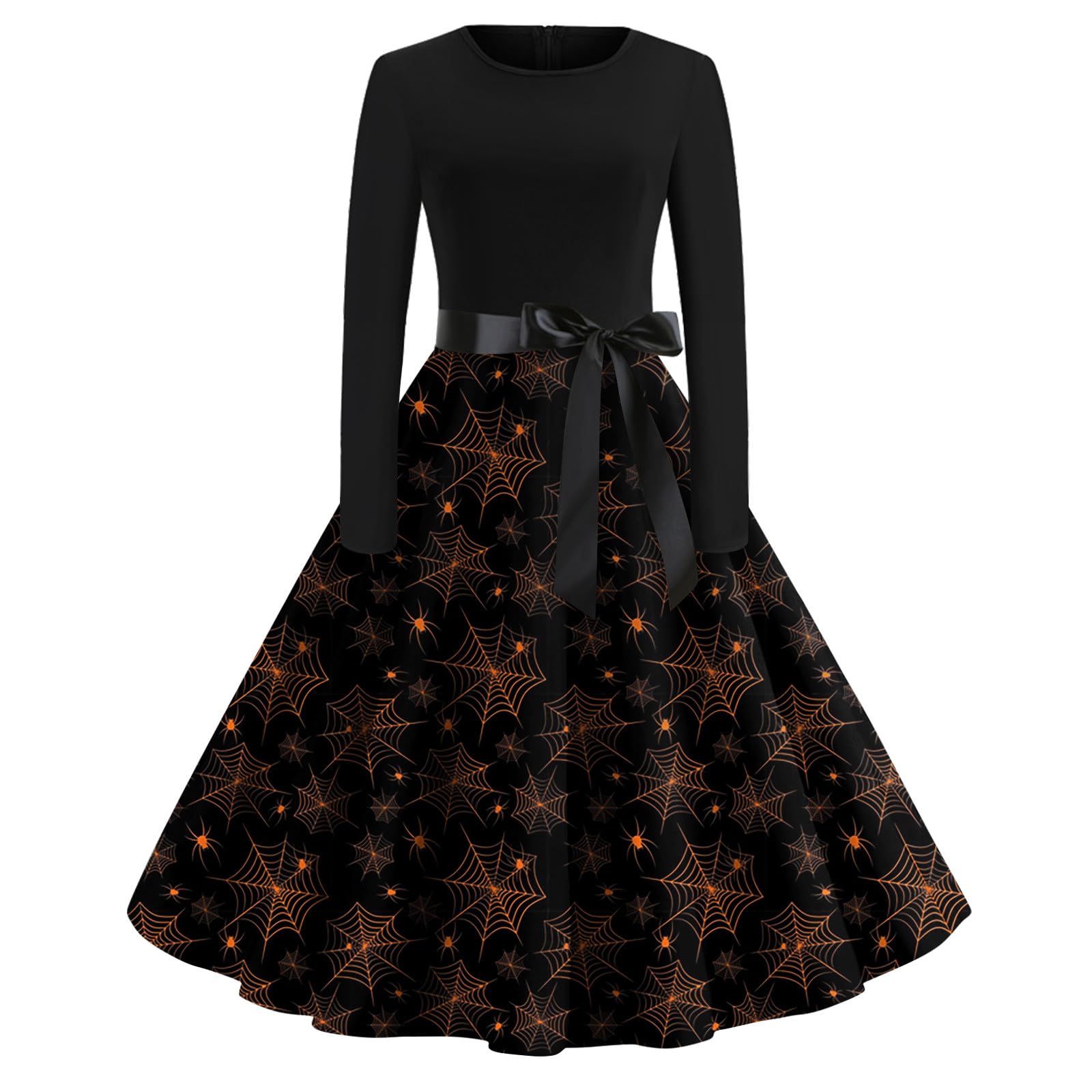 Halloween Gothic Costume Women Flare Long Sleeve Renaissance Dress Ladies Tie Front Dress Dress Plus Size Midi Dress Cosplay Dress