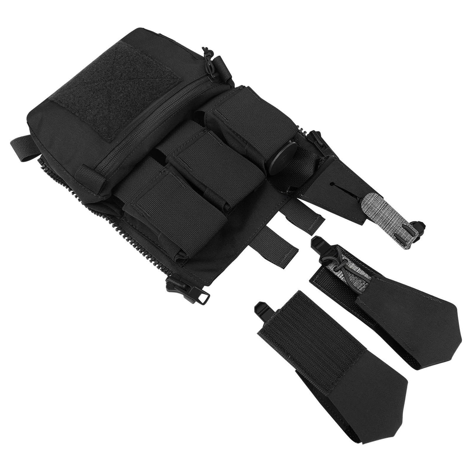 Panneau Dorsal Tactique MOLLE Zippé Avec Porte-chargeurs Triples Et Pochette Zippée - Sac D'extension Pour Gilet Airsoft De Chasse Et Sac À Dos Tactique