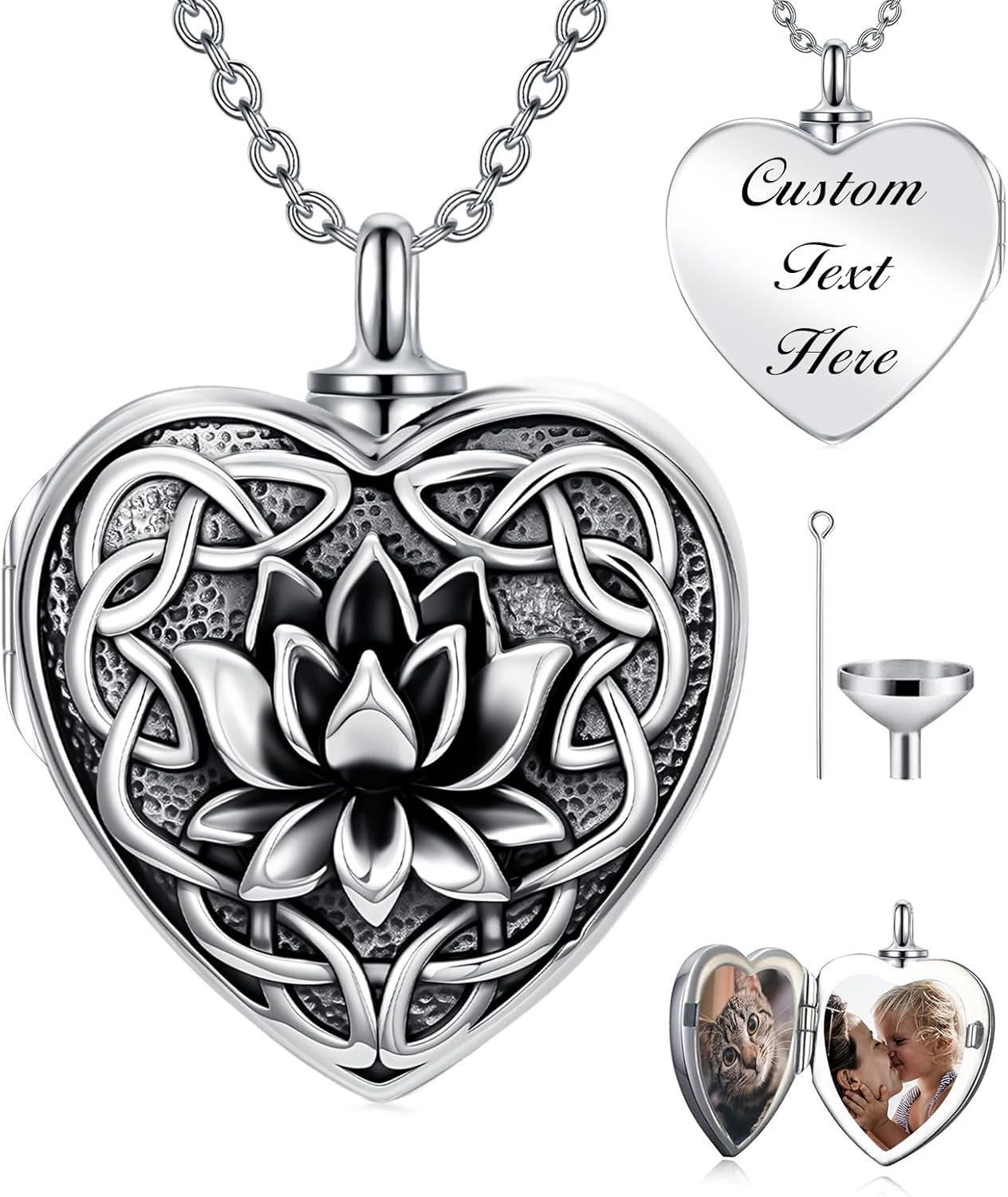 Dorunmo Personalized Locket Urn Necklace 925 Sterling Silver Pictures Photo Keep Someone Near to You Custom Lockets Jewelry Letters Engraving for Her or Him