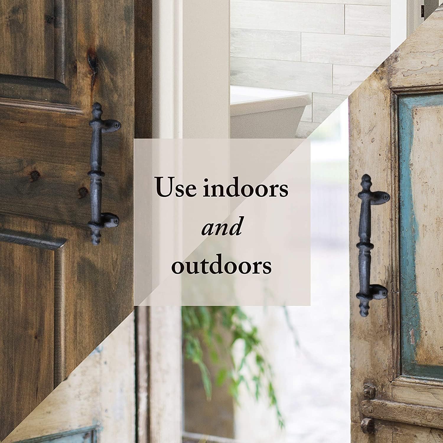 9inch Antique Barn Door Handles for Garden/Closet/Home, Cast Iron Heavy Duty Gate Door Handle Pull with Mount Fittings,