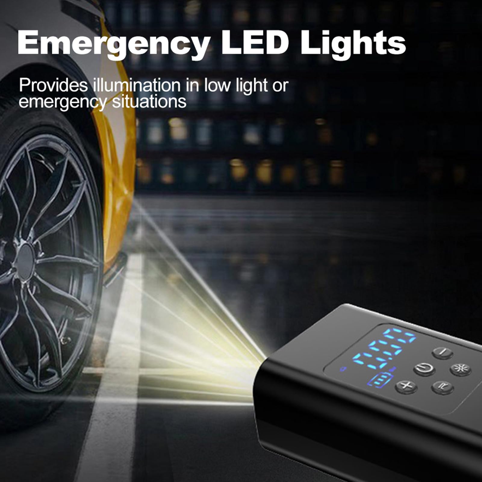 Gonfleur de Pneu compresseur d'air Portable 6000mAh 150PSI Pompe à Air pour pneus de Voiture Pompe à Pneu avec lumière LED pour Voiture Moto Balle (6000mAh)