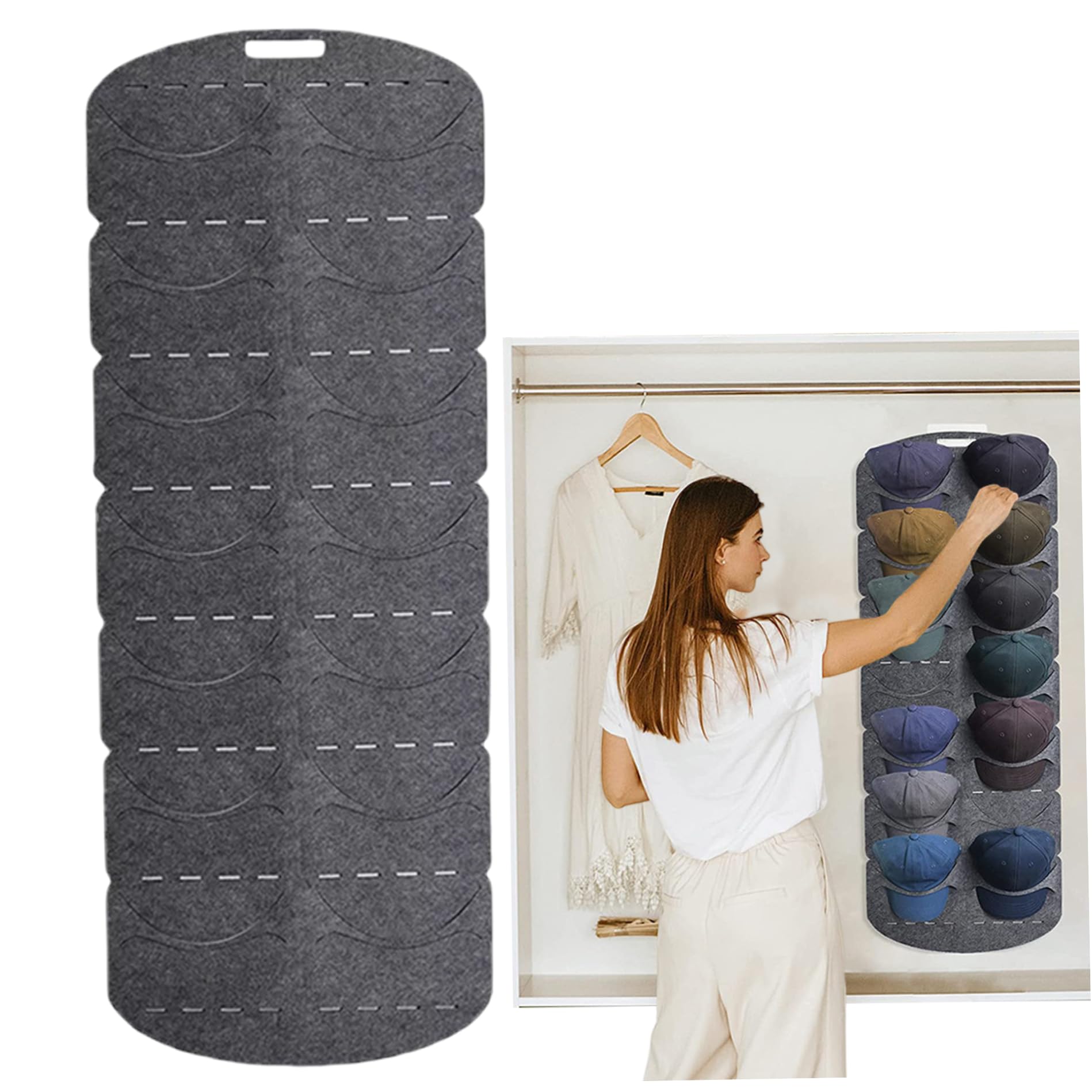 Cieirye Hat Rack Baseball Cap Holder over the Door Hat Storage Organizer Hanging Bag for Closet Wall