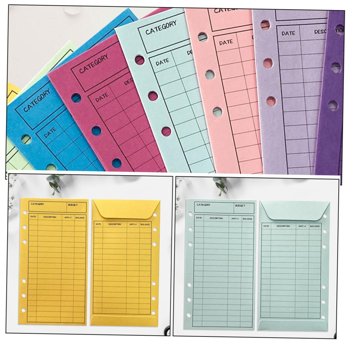 HOMSFOU 4 Ensembles Ensemble D'enveloppe En Carton Coloré Trous Recharge Organiser Enveloppes D'argent Pour Étudiants Enveloppes D'argent Pour L'argent Pièces * 4