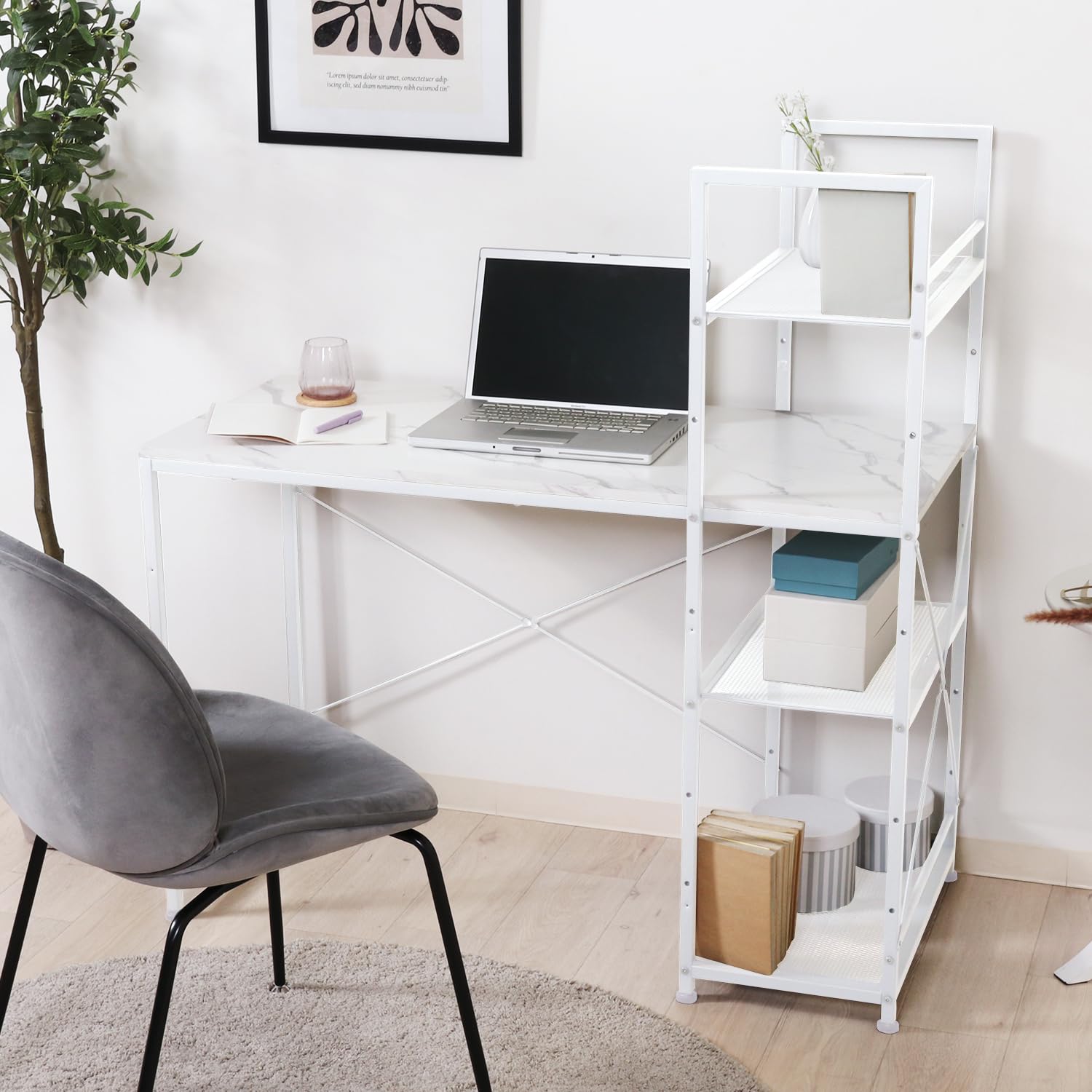 Amazon.co.jp: 不二貿易 ラック付きデスク パソコンデスク 幅110×奥行