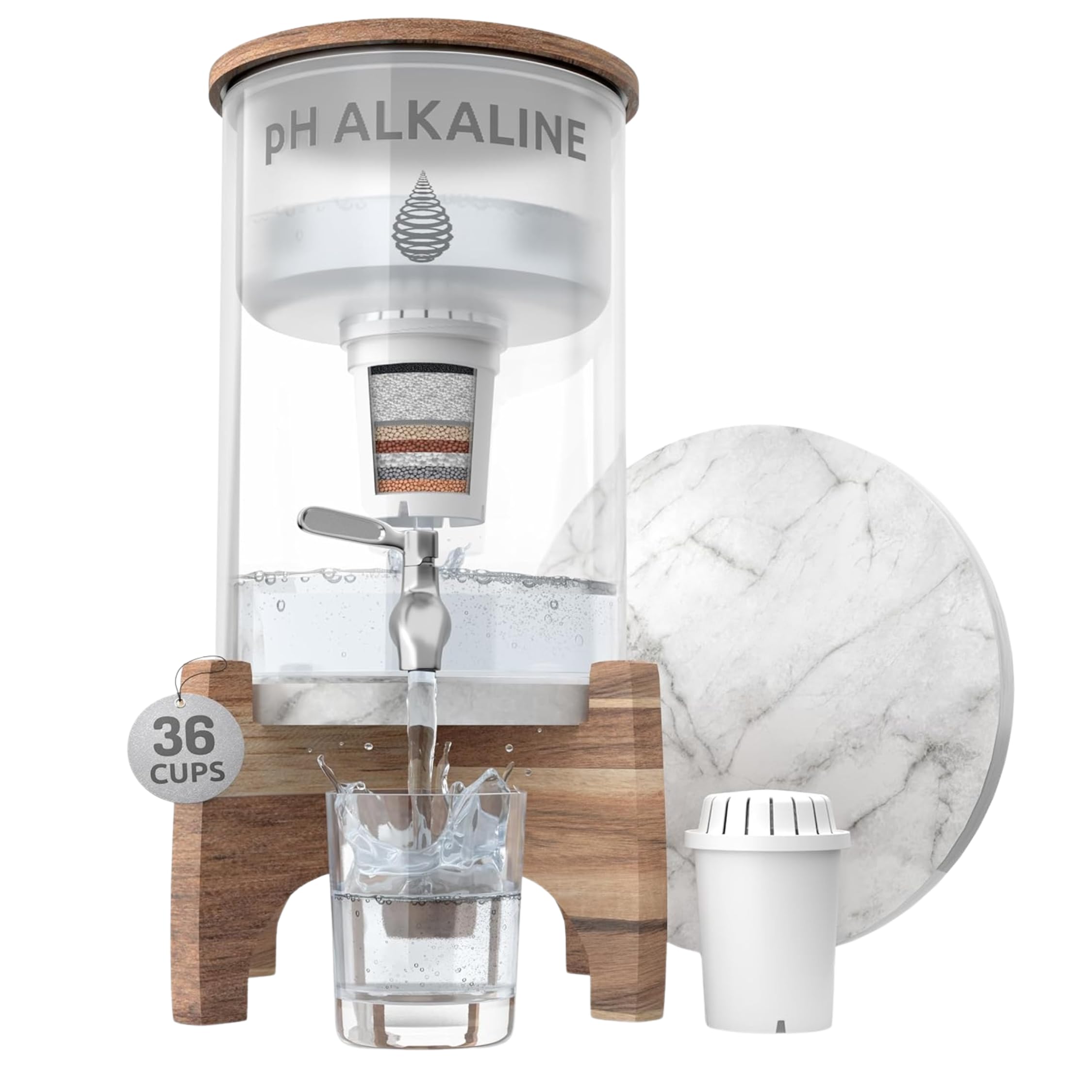 Invigorated Water pH Recharge alkaline water filter dispenser bamboo marble