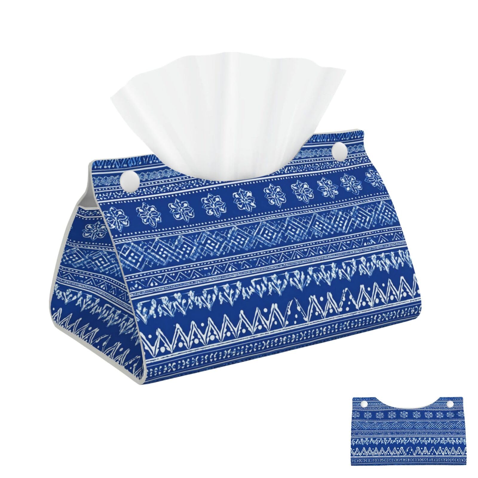 Blue Tribal Print Tissue Box Cover Square Cube Boxes