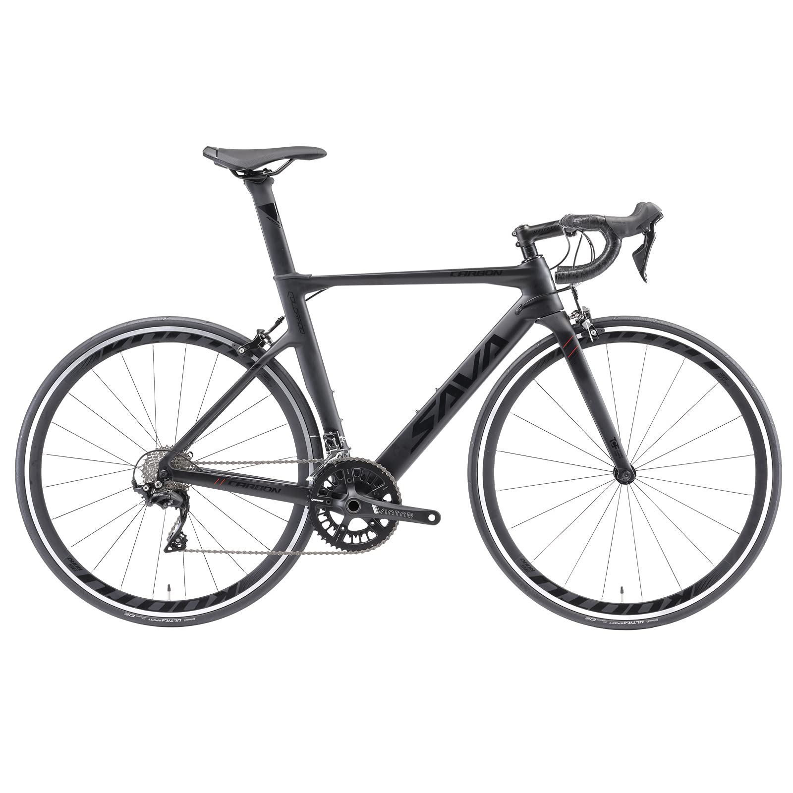 SAVADECK Carbon Road Bike, Warwinds3.0 700C Carbon Fiber Frame Carbon Fork Racing Bicycle with Shimano SORA 18 Speed Derailleur System and Double V Brake.